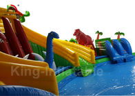 20 * 8m Red Dinosaur Jungle Round Inflatable Water Park Untuk Menyewa / Meledakkan Kolam Air