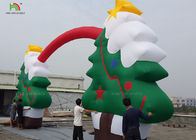 Warna hijau CE Nylon Selamat Pohon Natal Gapura Tiup Untuk Santa Claus Xmas Dekorasi 11m
